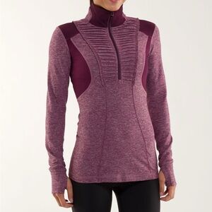 LULULEMON Run Your Heart Out Pullover Sweater Sz 10 Heathered Plum Maroon